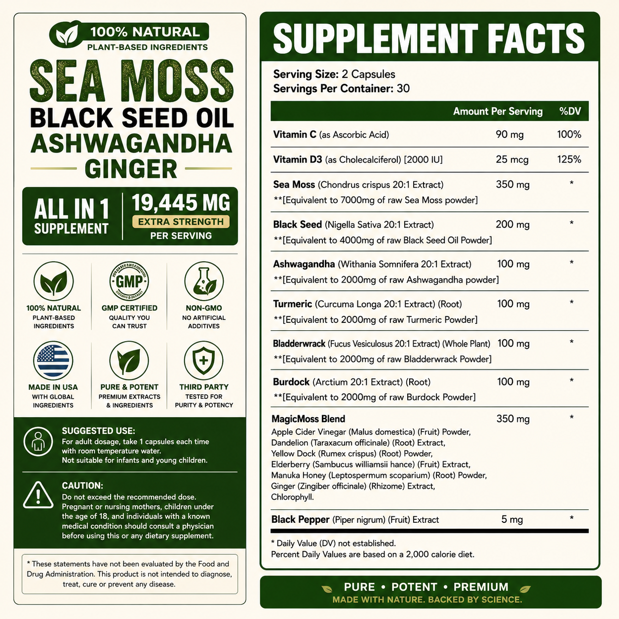 Sea Moss + Black Seed Oil + Ashwagandha + Ginger