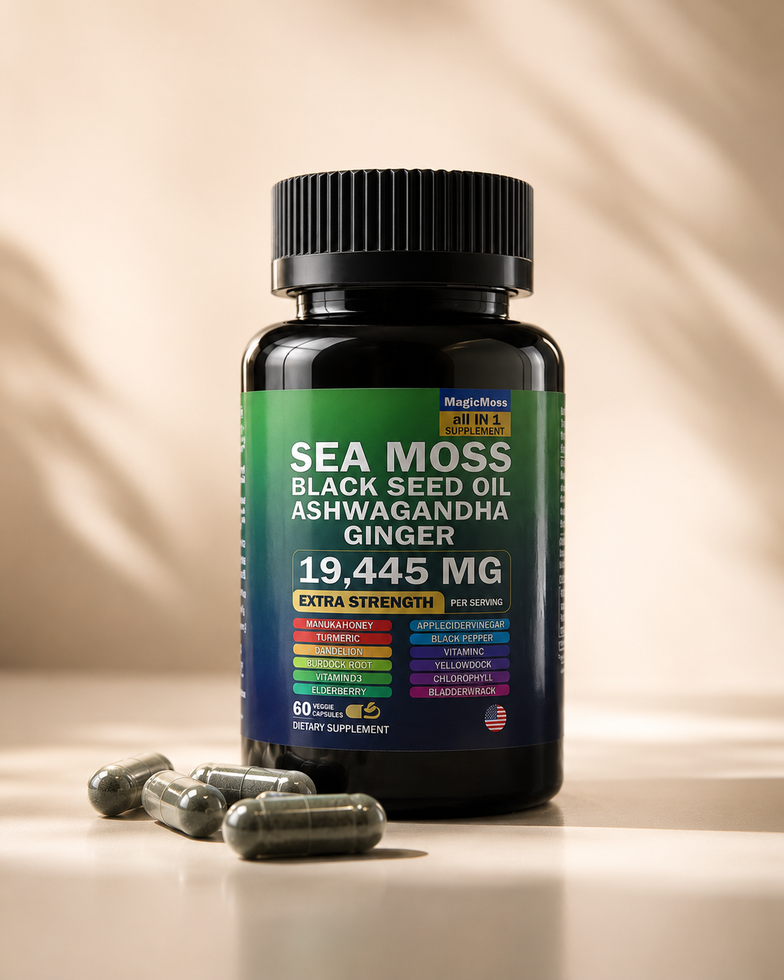 Sea Moss + Black Seed Oil + Ashwagandha + Ginger