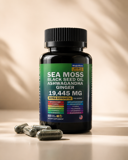 Sea Moss + Black Seed Oil + Ashwagandha + Ginger