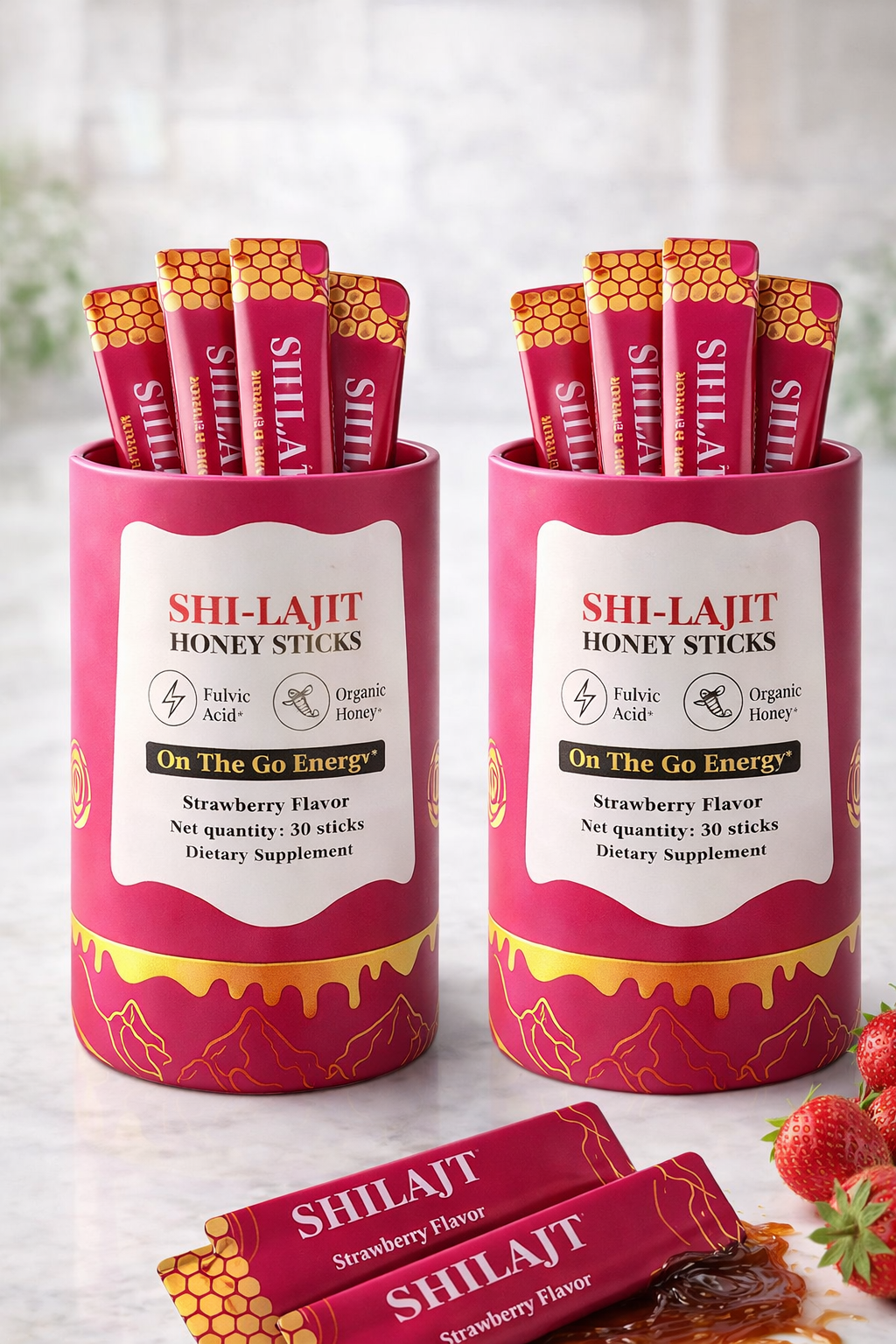 Pure Organic Himalayan Shilajit Honey Sticks & Kashmir Saffron  (2 Pack) 60 sticks