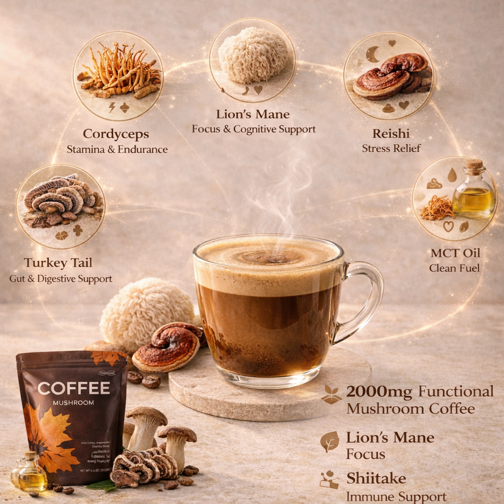 Mushroom Coffee | 2000mg Functional Blend | Calm Energy & Focus